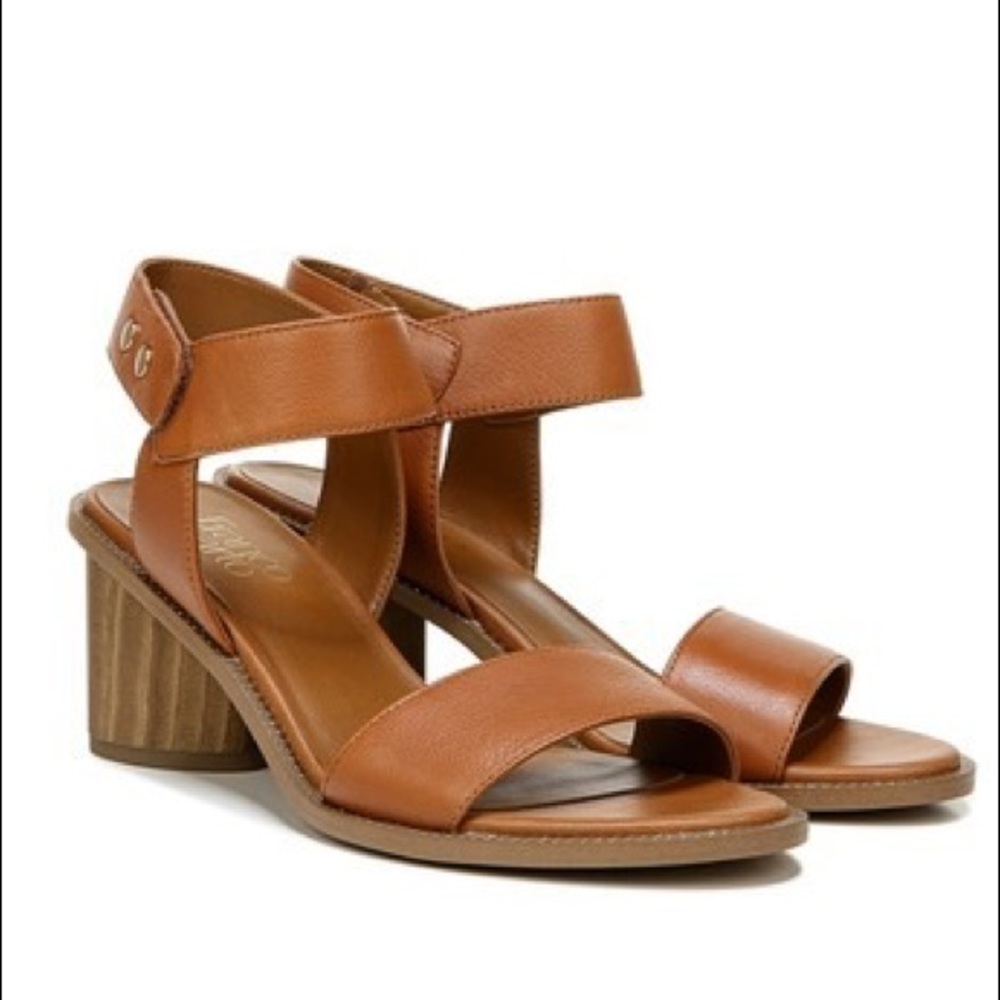 Franco Sarto Bask Leather Sandals Cognac Size 11